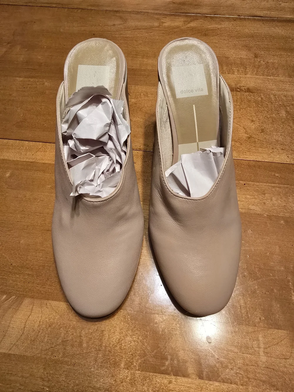 Dolce Vita Blush Leather Slip-On Mules - Picture 1 of 9